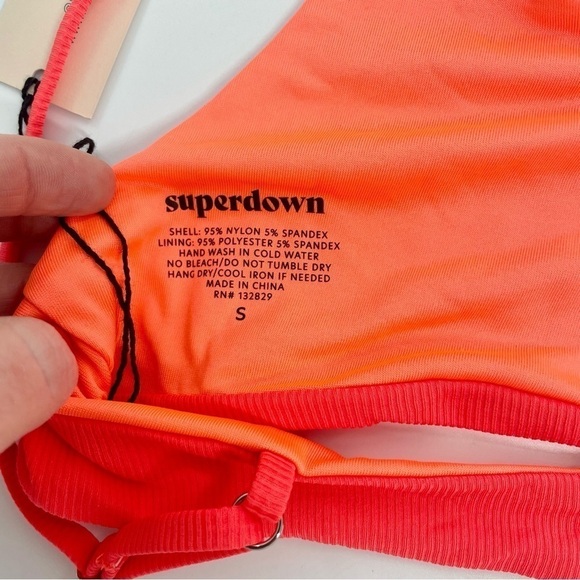 NWT Revolve Superdown x Mia ribbed bikini top Scoop Neck Red Orange S - Picture 9 of 9